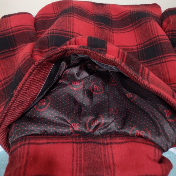 PINK BY VICTORIA SECRETS RED AND BLACK WOOL PLAID PEACOAT WOMAN'S SIZE XS - Picture 5 of 16